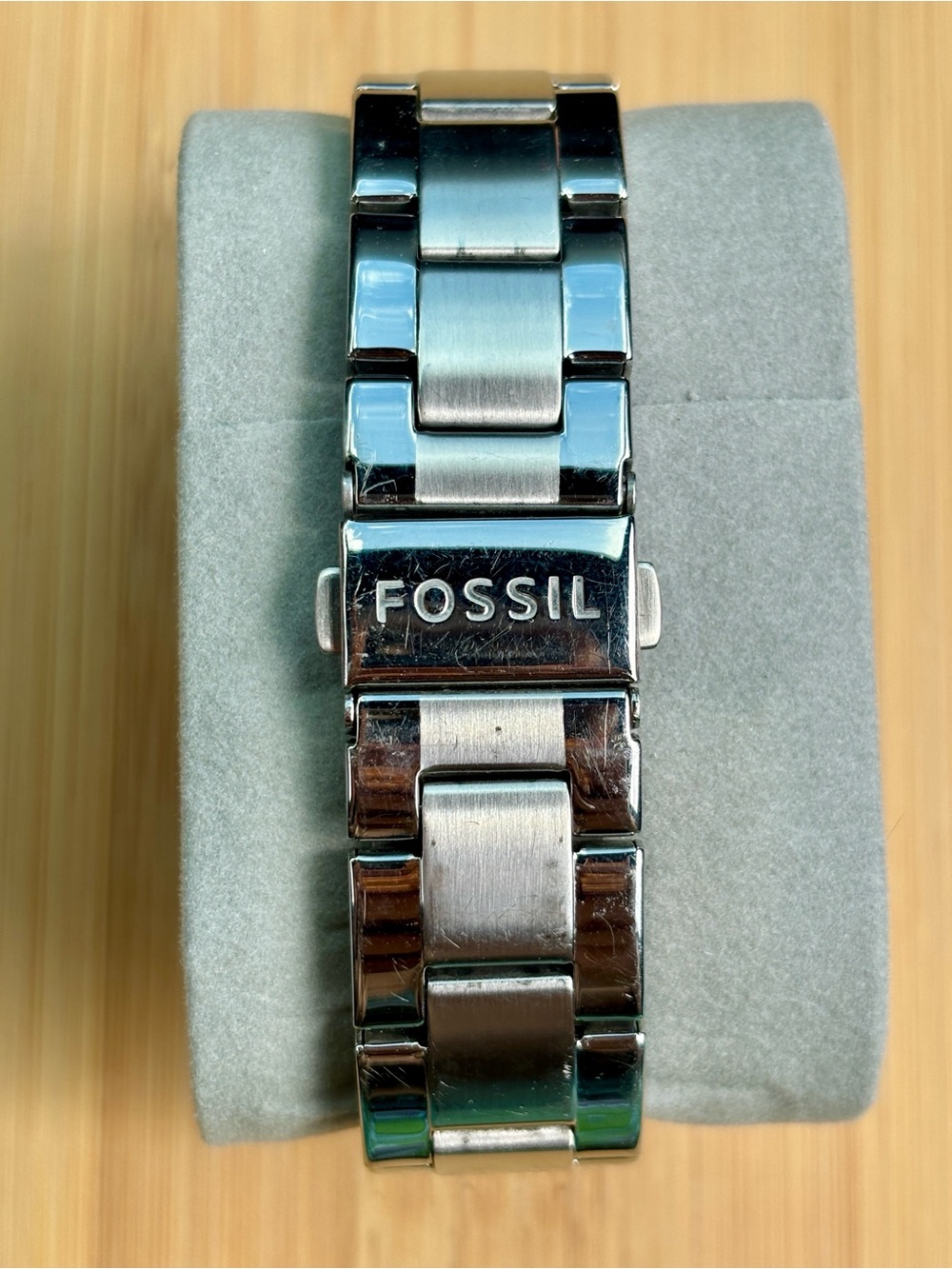 Fossil Silver Tone Multi-Function Stainless Steel Watch Crystal Baguette 38mm - Picture 4 of 15